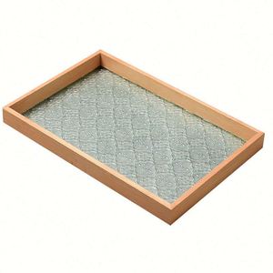 Bandeja Decorativa de Madera y Vidrio Estilo Chino Retro para Dulces, Plato para Servir en el Hogar - Product Image 1