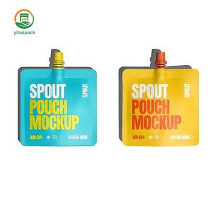 Pochettes Doypack personnalisées imprimées pour liquides, 100 ml, biodégradables, avec bec verseur, pour jus, finition mate aluminium, mini 20 ml, 50 ml - Product Image 1