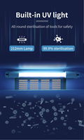 Chariot à outils de pédicure professionnel à 4 niveaux en MDF pour salon de beauté, lampe germicide intégrée, loupe empilable