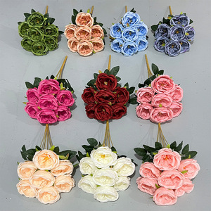 Bouquet de fleurs artificielles en soie Austin à 7 têtes, simulation de fleurs, décoration de sol pour mariage - Product Image 2