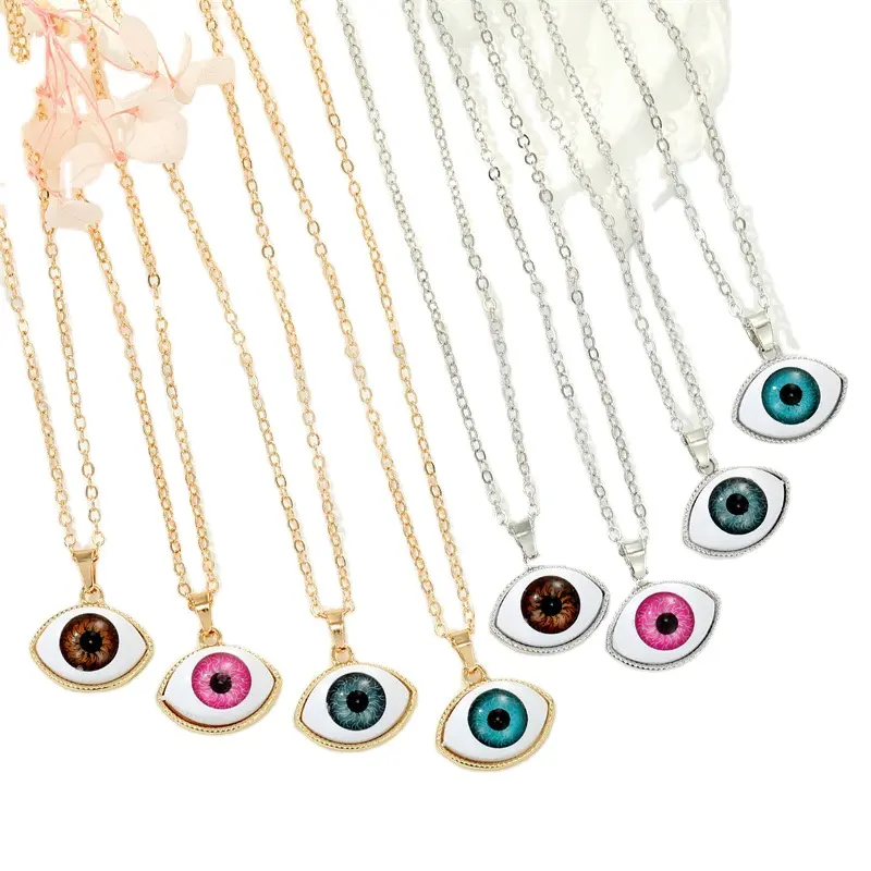 Wholesale 3D evil eye necklace pendant chains gold plated silver plated red evil eye decor jewelry man or woman necklace