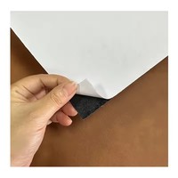 Lembaran Kulit PU 12X18 Inci 0.8mm Tembaga Hitam/Hitam Doff, Kulit Sintetis Dapat Dilaser, Patch Tempel dengan Perekat
