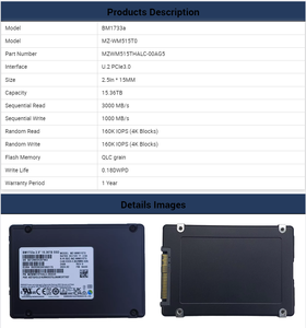 原装BM1733a 15.36tb适用于MZ-WM515T0 U.2 PCIe3.0新2.5英寸外部固态硬盘NVMe服务器写入密集型磁盘中国制造 - Product Image 5