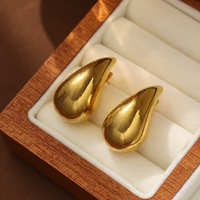 Boucles d'oreilles créoles épaisses étanches pour femmes boucles d'oreilles Dupes goutte d'eau légère hypoallergénique boucles d'oreilles en or bijoux de mode