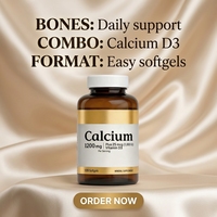 Complément de Calcium 1200 mg et Vitamine D3 1000 UI pour la Santé Osseuse, Gélules Sans Gluten, 2 par Jour, 120 Comprimés, Prise en Charge OEM/ODM