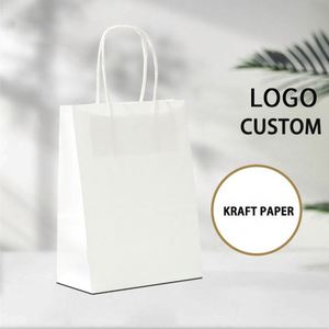 Customized <b>Biodegradable</b> Kraft Paper Bag, White Brown <b>Packaging</b>, Clothing, Socks, Shoes with Their Own Shopping logo - Product Image 2