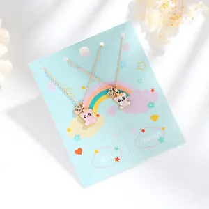 Best Friend Pendant Necklace Set For Kids Fashion Zinc Alloy Enameled Girl's Necklace With Matching Jewelry Sets