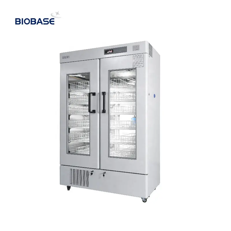 Biobase China Discount Double Door Audio and Visual Alarm 626/966L 4 Degree Blood Bank Refrigerator