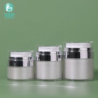 Pot en plastique sans air à double paroi blanc YAN Packaging, 15g, 30g, 50g, recyclable, en acrylique, pour crème pour le visage, fond de teint liquide, soin de la peau