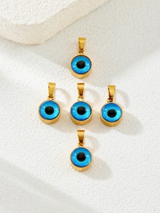 Lucky Amulet Jewelry Gold Anti-Tarnish No-Fade Stainless Steel Enamel Turkish Blue Eye Pendant Men's Eco-Friendly Necklace - Product Image 6