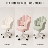 Chaise de bureau moderne et élégante pour la maison, confortable, mignonne, à pétales, réglable en hauteur, en cuir PU, dossier haut, chaise de maquillage