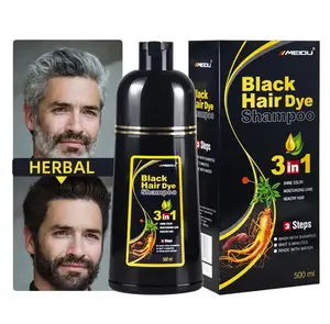 In stock fast shipping hair dye color no skin stain dark brown natural 500ml 3 in 1 herbal permanent hair dye shampoo