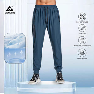 Pantalones negros para hombre, pantalones elásticos con logotipo personalizado, pantalones de gimnasio para correr, pantalones de secado rápido de nailon y LICRA para hombre - Product Image 6