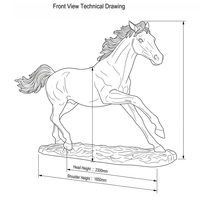 Grande Sculpture d'Animal Sauvage en Bronze Coulé pour Jardin, Décoration Artistique Extérieure, Statue de Cheval