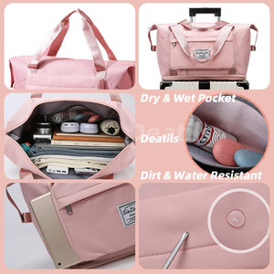 5 colori blocco grande sport impermeabile resistente all'usura asciutto umido separato Multi-strato pieghevole borsa da viaggio con tasca laterale - Product Image 4
