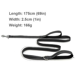 Laisse pour chien en nylon souple à double poignée avec surpiqûres réfléchissantes, style simple pour l'entraînement - Product Image 4