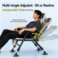 Chaise de pêche pliable de style européen, siège de pêche inclinable tout-terrain portable avec dossier réglable pour la pêche en plein air