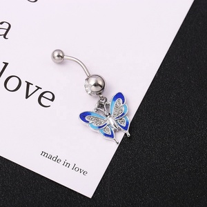 <span class=keywords><strong>Gaby</strong></span>, joyería corporal de mariposa de acero inoxidable para mujer, anillo de ombligo de acero quirúrgico para regalo de boda, anillo de Piercing para el vientre - Product Image 3