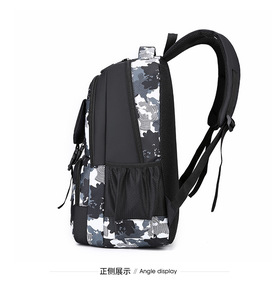 Sac à dos scolaire étanche à la mode pour adolescents motif géométrique polyester fermeture éclair 14 pouces sac à dos souple - Product Image 2
