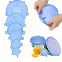 Gadgets de cuisine, couvercles extensibles en silicone de qualité alimentaire pliables, lot de 6 pièces, couvercle universel résistant à la chaleur, respectueux de l'environnement