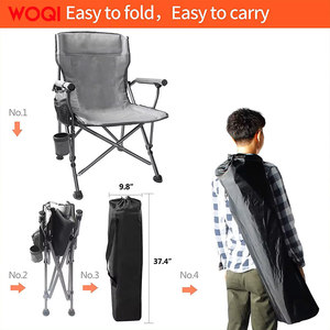 Silla plegable para acampar al aire libre Woqi, con marco de aluminio, tela Oxford 600D, con portavasos y bolsillo lateral. - Product Image 5