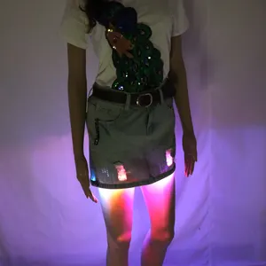 Fashion Mini LED Sexy Skirt For Female Performance Wear For Party And Nightclub All-Over Fitted Tight Mini Skirt