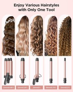 Electric Interchangeable Wand Head Multifunctional Hair Curling Iron & Straightener <b>Brush</b> with Ceramic Coating - Product Image 2