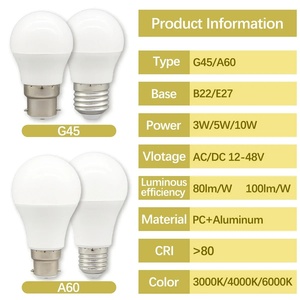 Ampoule LED basse tension DC 12V 24V 48V, culot E27 B22, pour système solaire, camping-car, marine, éclairage intérieur - Product Image 2