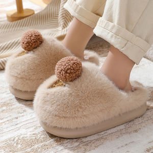 New Stock Arrival Comfortable Plush Cotton Fabric for Slippers Flower Embroidery Closed Toe EVA for Summer Home Use Big Discount - Product Image 2