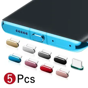 휴대 전화 용 C 형 금속 먼지 플러그 USB C 충전 포트 방진 프로텍터 커버 삼성 Mi iPhone 용 먼지 방지 캡