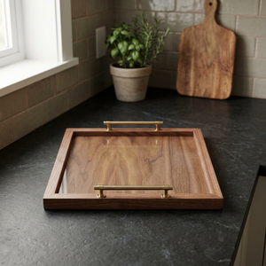 Bandeja de Madera Decorativa Desechable, Ecológica y Segura para Alimentos, con Asas Hechas a Mano, Bandeja de Servicio Personalizada para Uso Doméstico y de Catering, OEM - Product Image 1
