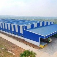 Nave Industrial Prefabricada con Revestimiento Metálico Azul PPGI |   Edificio de Almacenamiento Logístico y Planta de Fábrica con Estructura de Acero Personalizada