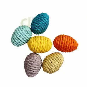 Wholesale Handmade Paper Rope Eggs Easter Decoration Pet Toys Color Easter Egg