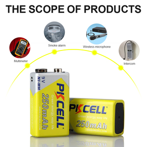 9 volt Pin sạc <span class=keywords><strong>NiMH</strong></span> pin 9 V <span class=keywords><strong>250mAh</strong></span> cho dụng cụ điện tử - Product Image 2