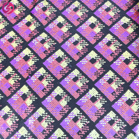 Tissu à paillettes en gros, tissu à paillettes géométrique multicolore extensible irisé en polyester, violet