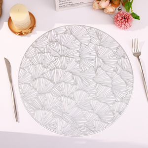 Napperons et <span class=keywords><strong>tapis</strong></span> ronds en PVC feuille d'or 38 cm, directement de l'usine, en vinyle pressé, lavables et imperméables pour la décoration de table à manger - Product Image 2