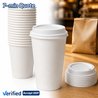 Ensemble de gobelets en papier à paroi simple blancs SOTON avec couvercles, jetables, 12 oz, pour café à emporter, café à la française, logo personnalisé imprimé
