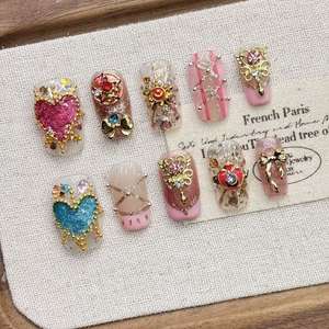 เซเลอร์มูนเล็บแบบกดเอบีเอสปลายสูงสำหรับตกแต่งเล็บทำมือลายหัวใจสีสันสดใสสินค้าแฮนด์เมด - Product Image 3