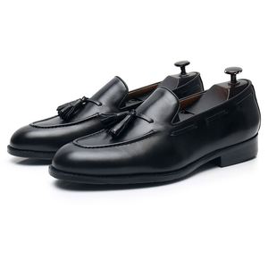 Chaussures en cuir classiques pour hommes, style britannique, formelles, à lacets, faites à la main, décontractées, à bout carré, mocassins à pampilles, respirantes - Product Image 4