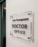 Plaque de porte personnalisée de luxe en acrylique cristallin ultra-épais, polie effet diamant, pour bureau de direction ou numéro de pièce
