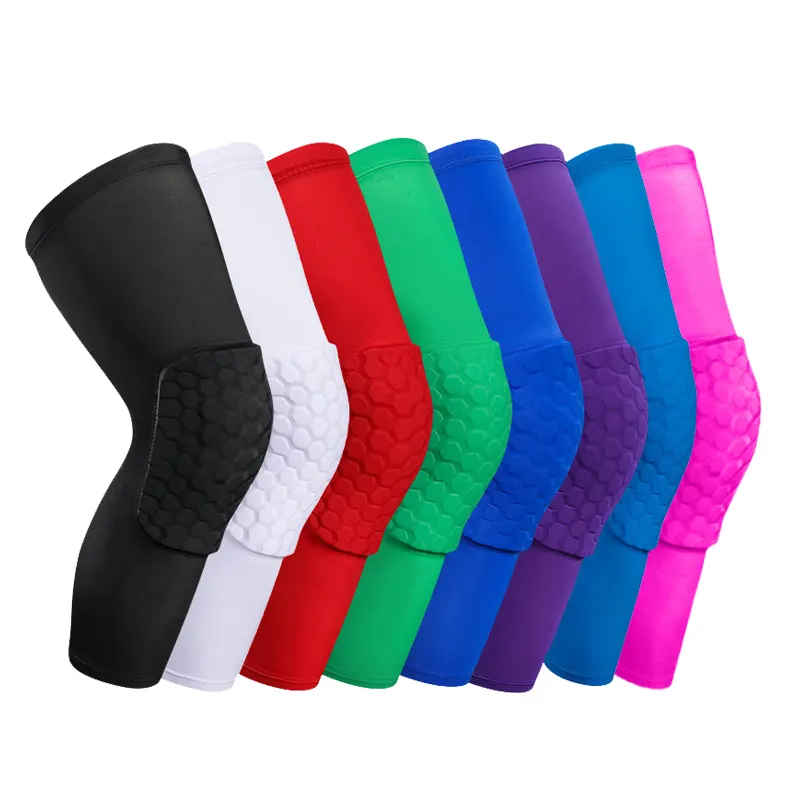 Long Compression Leg Sleeves Honeycomb Knee Support Brace Basketball Volleyball Football Soccer Knee Pads
