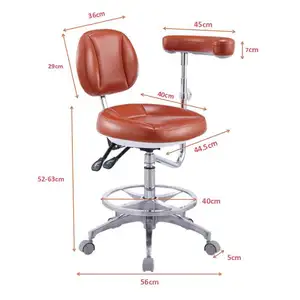 Kursi gigi ergonomis, dengan sandaran yang dapat diatur untuk rumah sakit, kursi gigi dokter gigi paduan aluminium