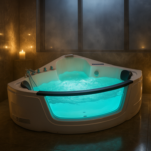 Baignoire à remous de luxe sur le toit |   Matériau acrylique, design autoportant |   Spa intelligent à <span class=keywords><strong>bois</strong></span> avec massage |   Drain extérieur personnalisé - Product Image 2