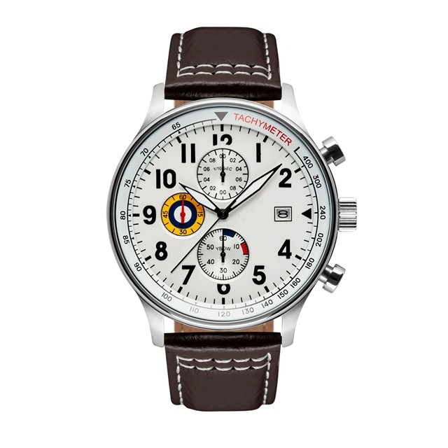 Classic Design Luxury Business Leather Watch Strap Men Mechanical Chronograph Watch with Calendar