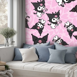 Papier peint mural autocollant Kuromi rose, motif sans couture, papier contact amovible, décoration intérieure, fabriqué en Chine, en stock - Product Image 3