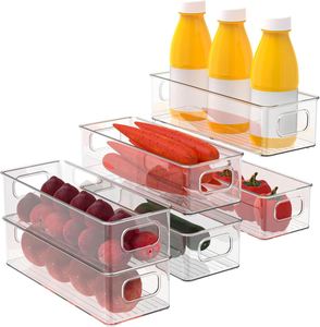 6Pcs Set Clear Stackable Eco-friendly Plastic Food Storage Bins Freshness Preservation for Fridge <b>Kitchen</b> <b>Pantry</b> BPA Free - Product Image 1