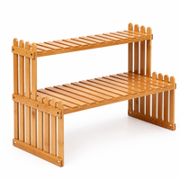 Support à plantes en bambou à 2 niveaux avec logo personnalisé de luxe, pour intérieur et extérieur, étagère de présentation pour pots de fleurs, balcon, jardin, organisateur de bureau