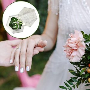 Caja de anillo de bodas hexagonal acrílico de mesa transparente hecha en fábrica solo para exhibición - Product Image 5