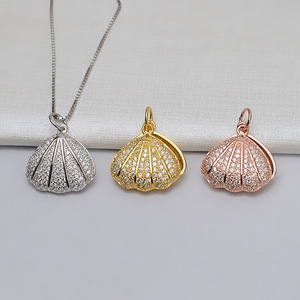 จี้เงินแท้ S925 ทำมือ สำหรับสร้อยคอผู้หญิง จี้เปลือกหอย สร้อยคอไข่มุก 9-11 มม. ฐานเปล่าสำหรับทำเครื่องประดับ DIY สไตล์ชาร์ม - Product Image 1