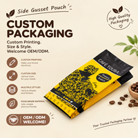 Pochette à soufflet latéral OEM/ODM - Sachet haute barrière pour l'emballage de grains de café, de thé en vrac et d'aliments secs de qualité supérieure